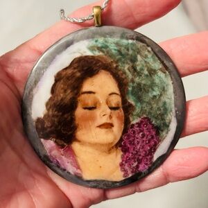 Vintage Inspired Hand Painted Pendant